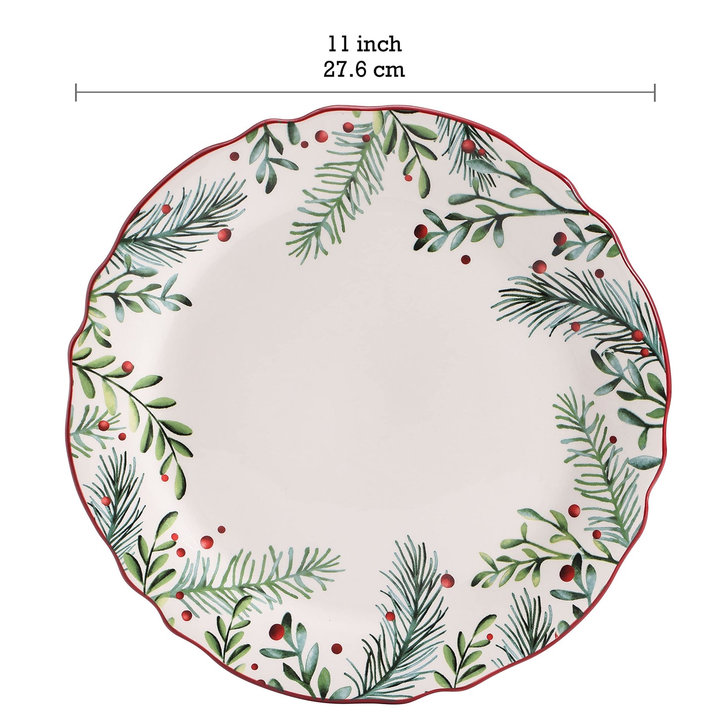 Bico Santa On The Way 11 inch Dinner Plates, Set of 4, for Pasta, Salad, Maincourse, Microwave & Dishwasher Safe