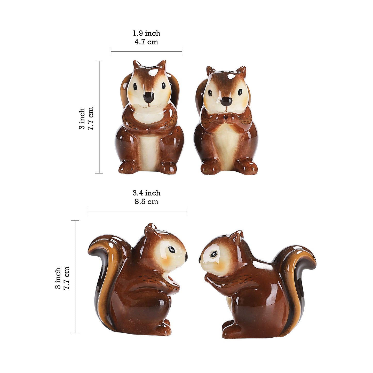 Bico Squirrel Salt & Pepper Shaker Set, Handpainted, Dishwasher Safe