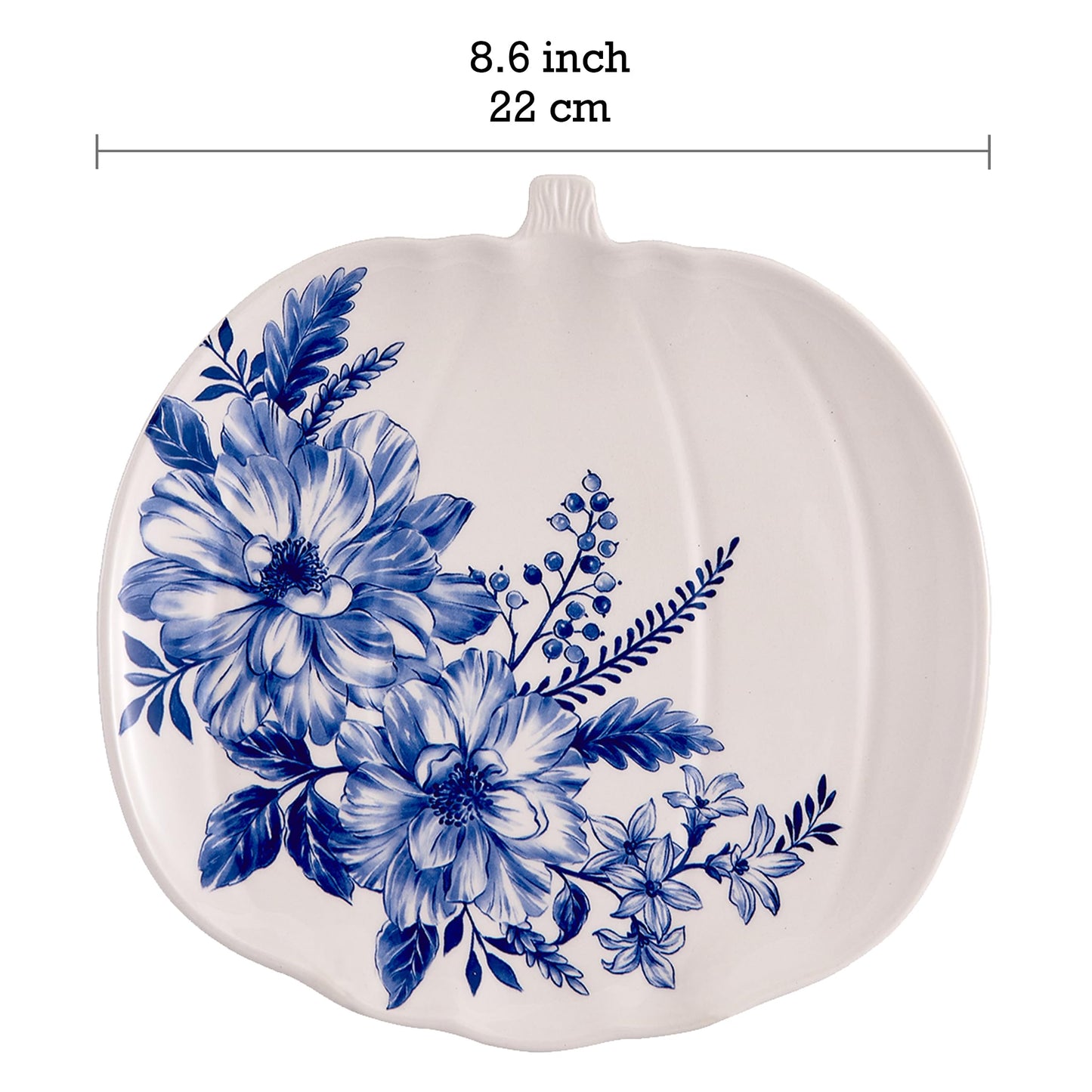 Bico Blue Floral Haven Salad Plates, 8.6 inch, Set of 4, for Salad, Appetizer, Microwave & Dishwasher Safe