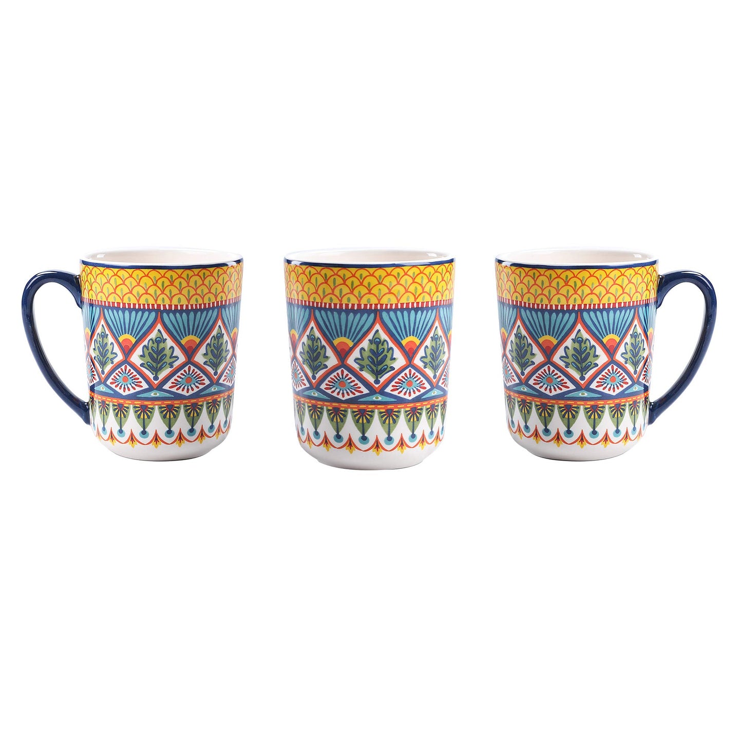 Bico Pattern Mugs Set, Set of 4, Ceramic