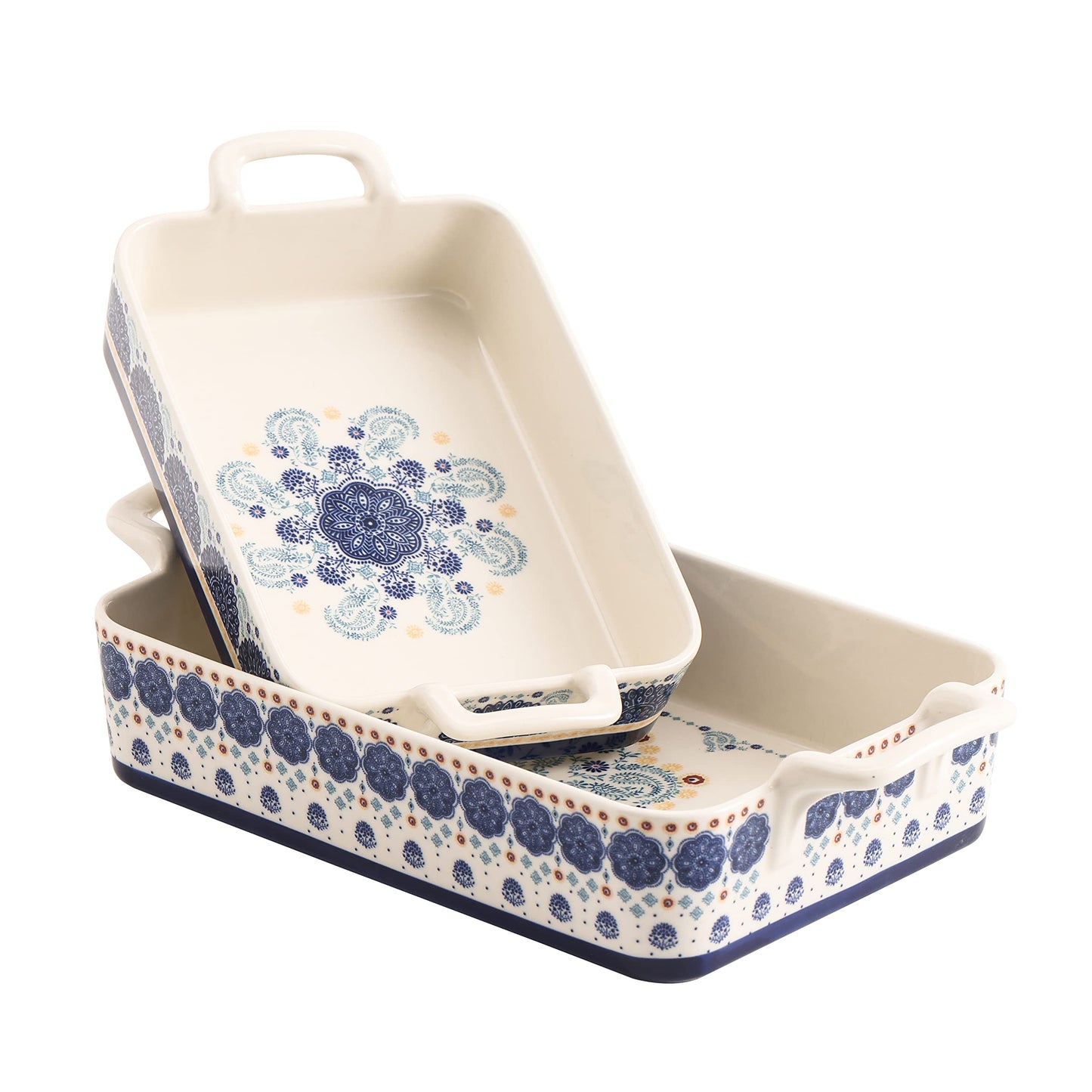 Bico Blue Talavera Stoneware Baking Dish Set, Non-stick Lasagna Pan, Large Rectangular Baking Pan, Casserole Dish, Microwave, Dishwasher and Oven Safe