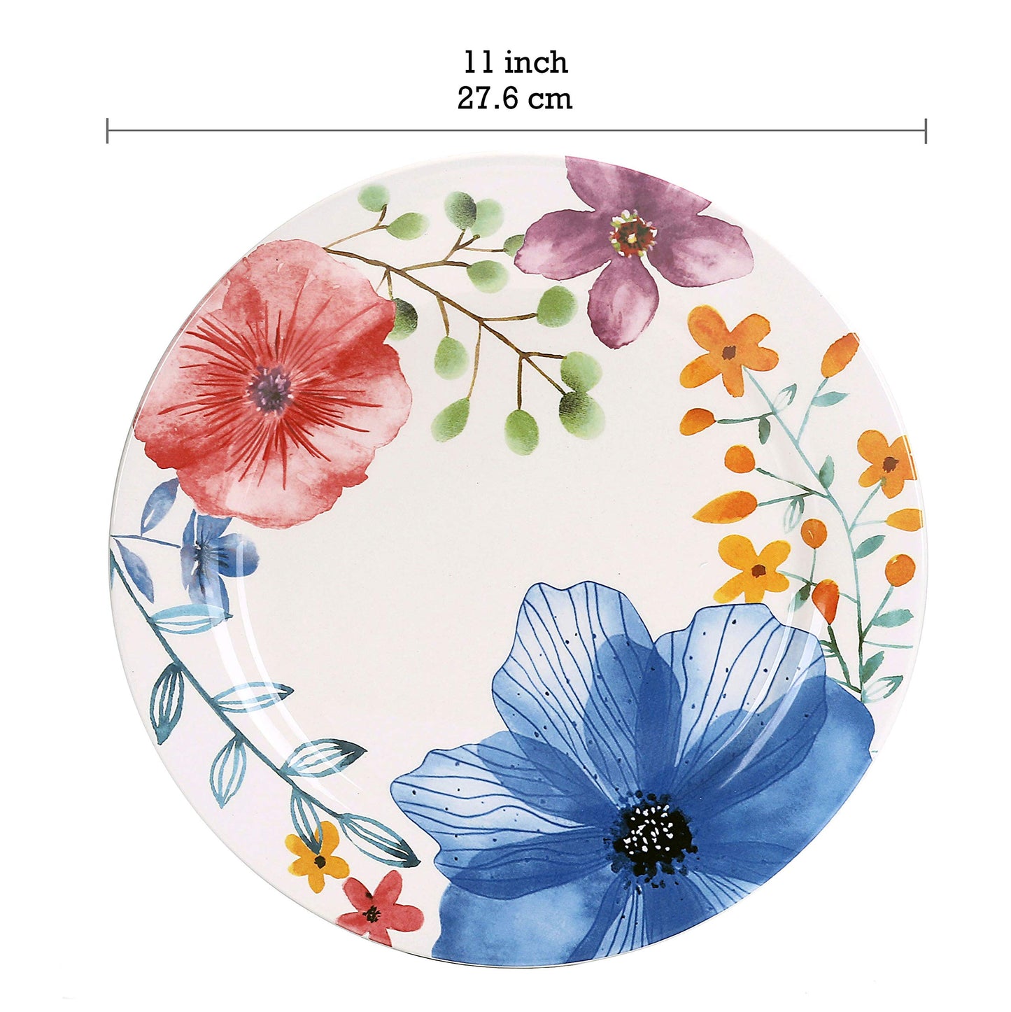 Bico Flower Dinner Plates Set, Set of 4, Ceramic, 11 inch