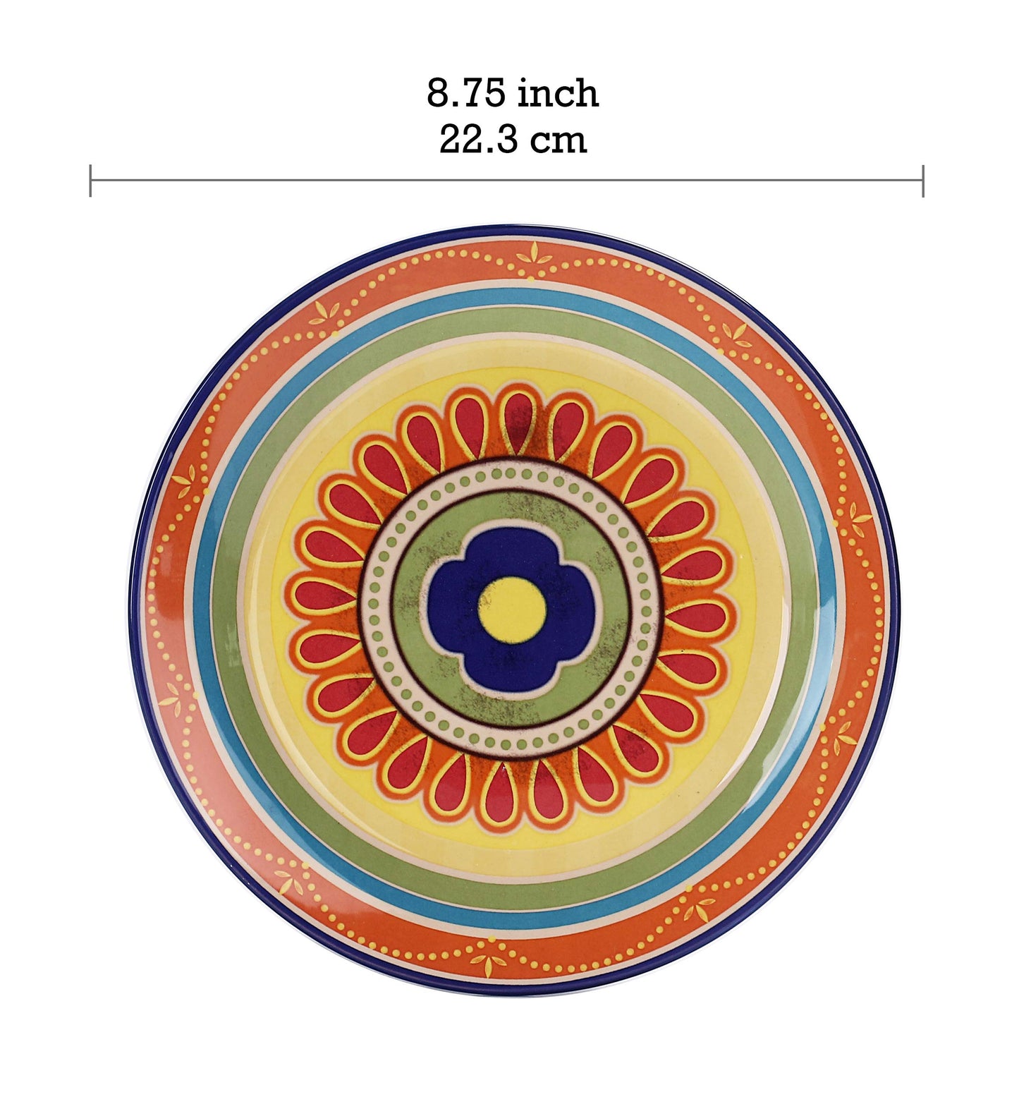 Bico Vintage Tunisian Salad Plates Set of 4, Ceramic, 8.75 inch, Microwave & Dishwasher Safe