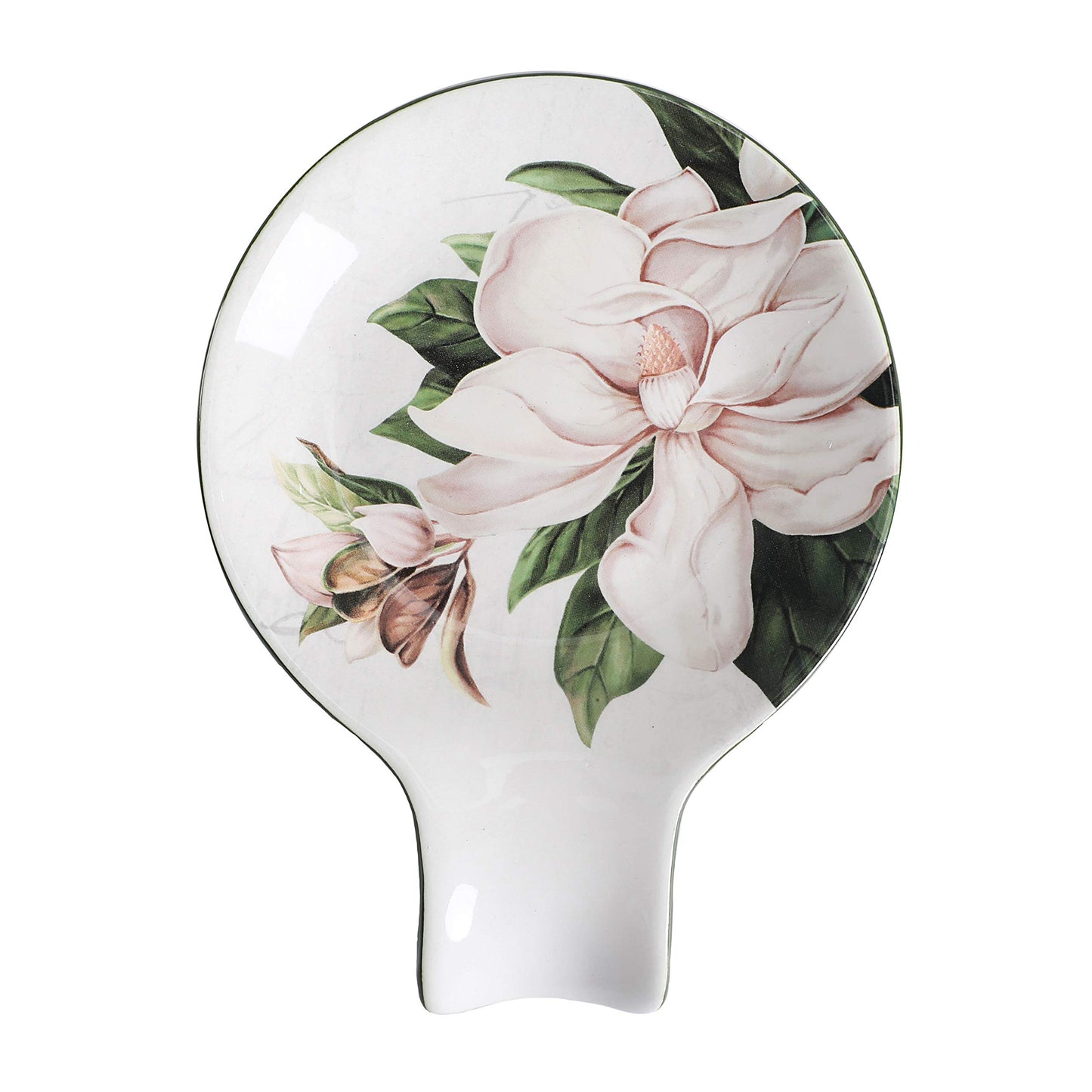 Bico Magnolia Floral Ceramic Spoon Rest, House Warming Gift, Dishwasher Safe