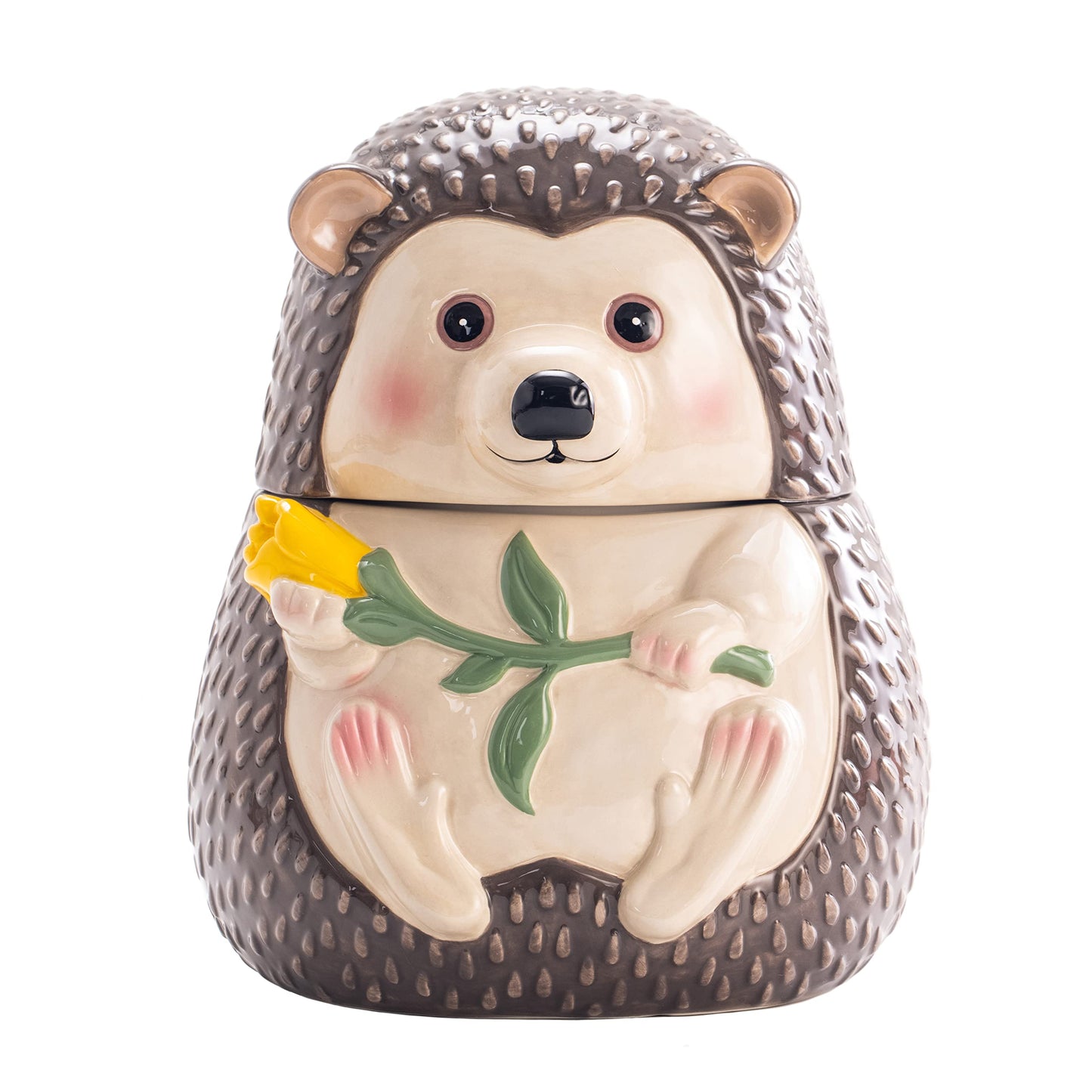 Bico Hedgehog 9.6 inch Air Tight Ceramic Cookie Jar, Dishwasher Safe