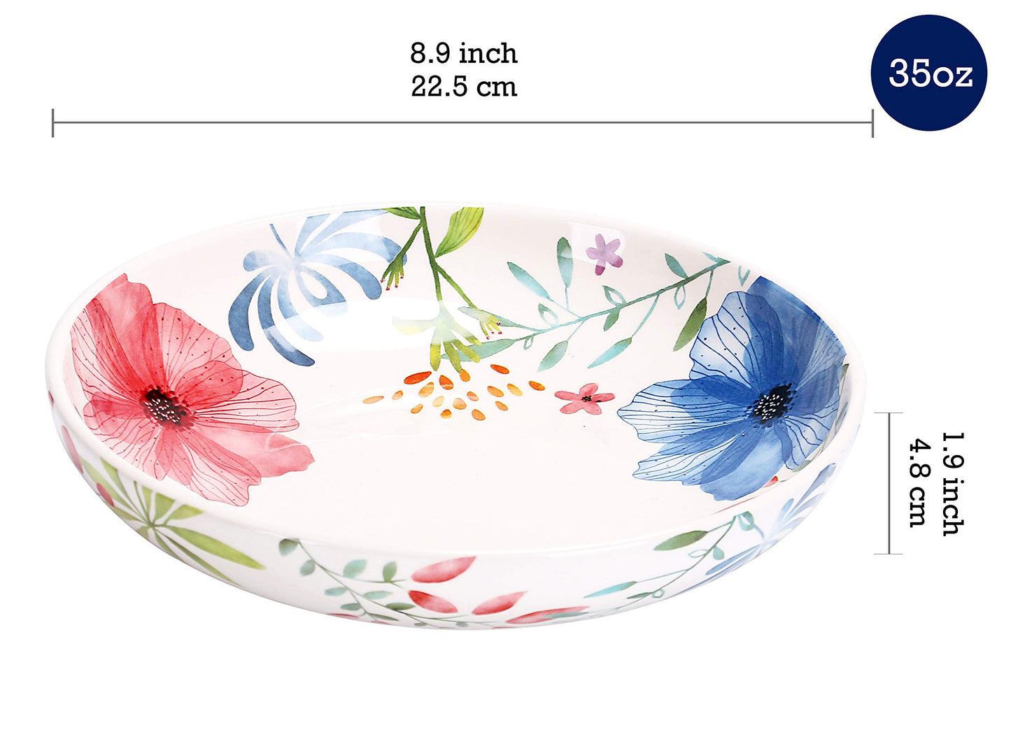 Bico Flower Dinner Bowls Set, Set of 4, Ceramic, 35oz