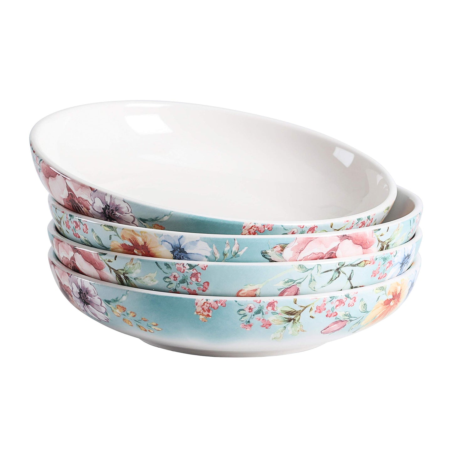 Bico Flower Dinner Bowls Set, Set of 4, Ceramic, 35oz