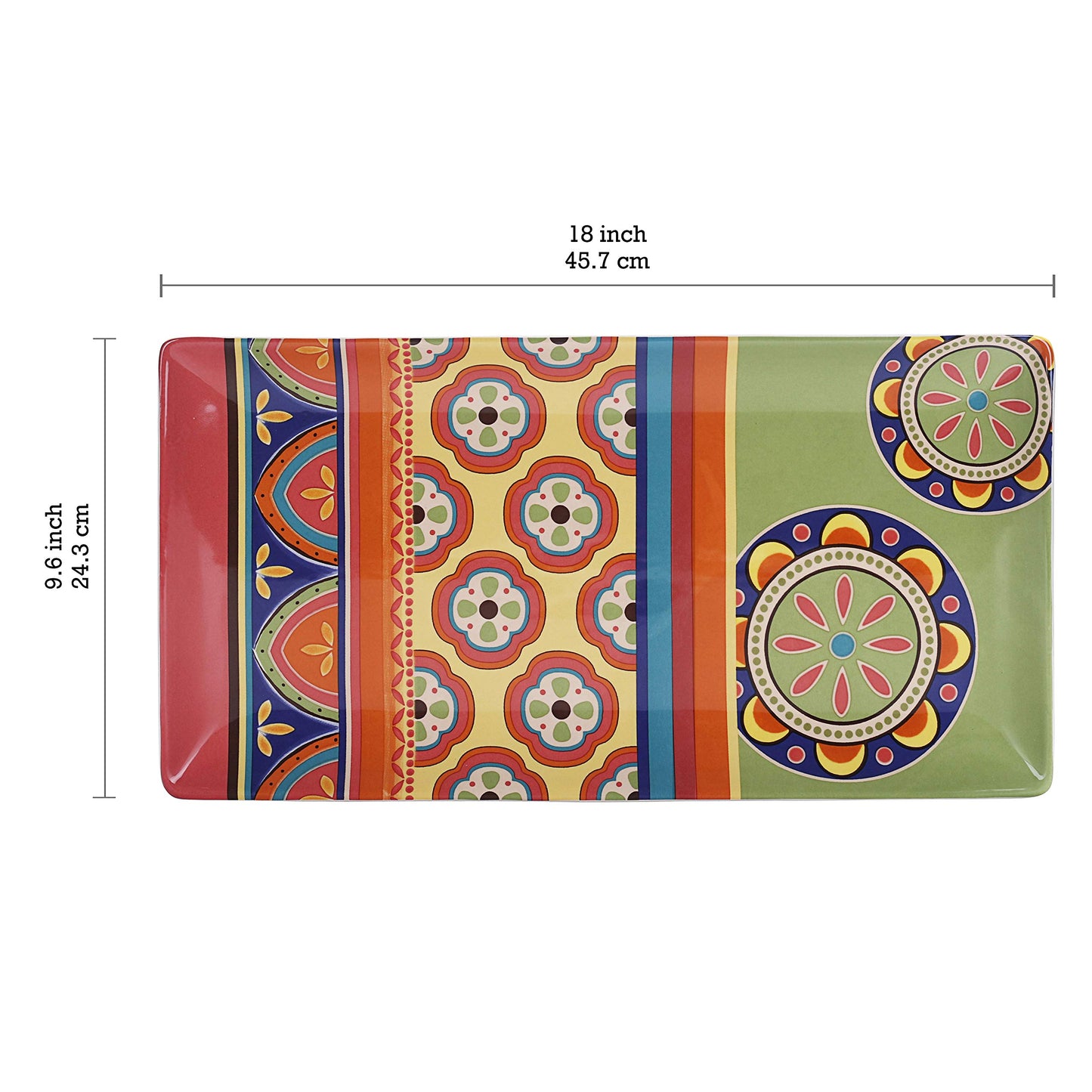 Bico Tunisian Ceramic 18 inch Rectangular Serving Platter, Microwave & Dishwasher Safe