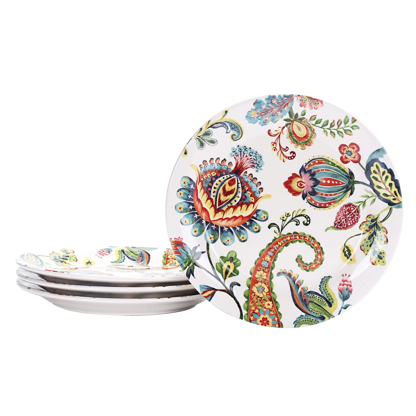 Bico Pattern Salad Plates Set, Set of 4, Ceramic, 8.75 inch