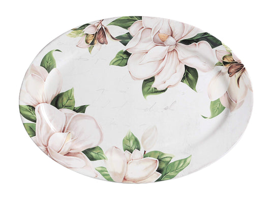 Bico Magnolia Floral Ceramic 16 inch Oval Platter, Microwave & Dishwasher Safe