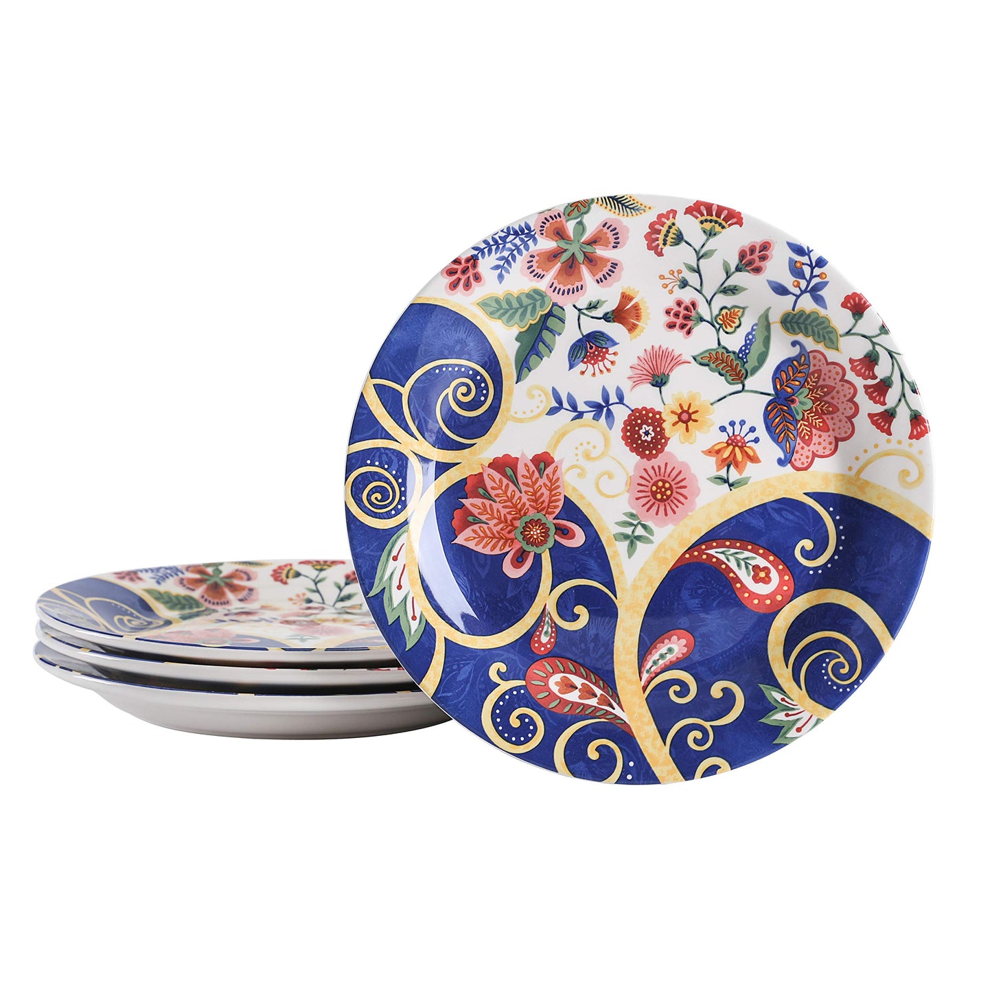 Bico Pattern Salad Plates Set, Set of 4, Ceramic, 8.75 inch