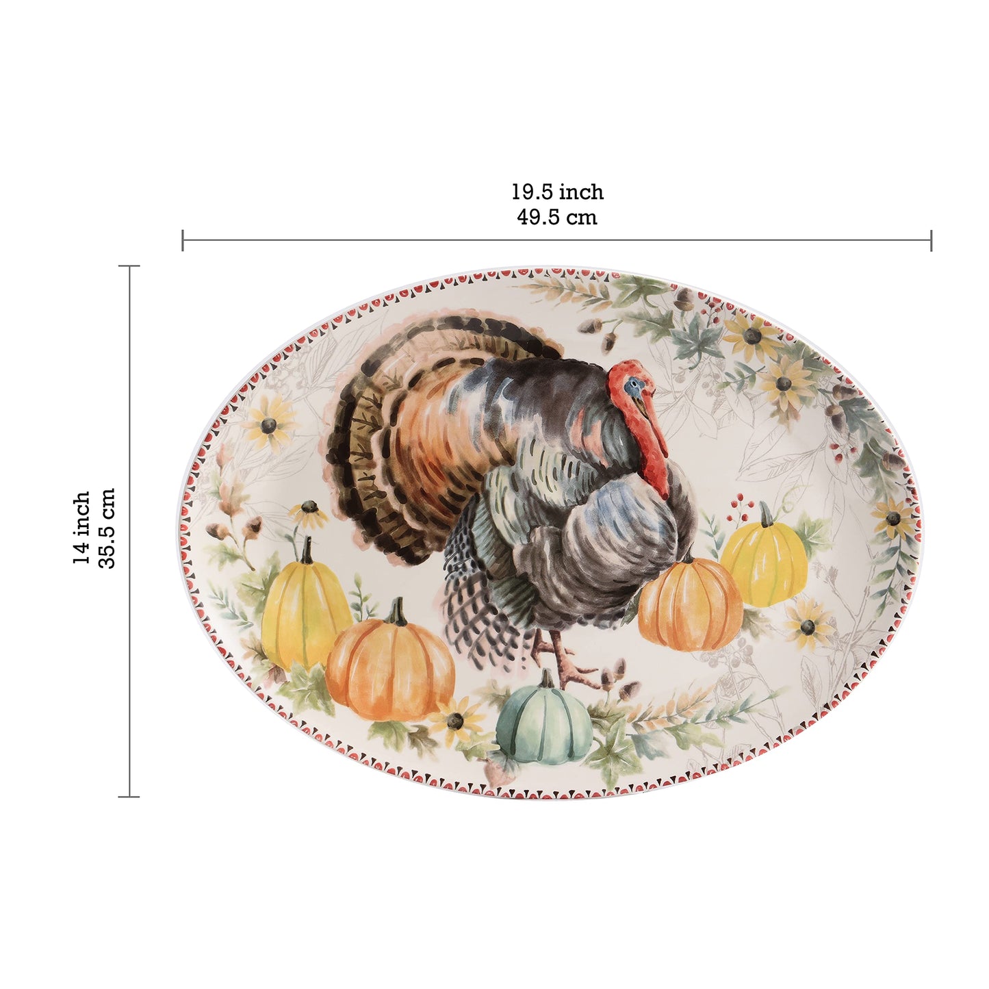 Bico Blessing Season Ceramic 19 inch Oval Platter, Microwave & Dishwasher Safe