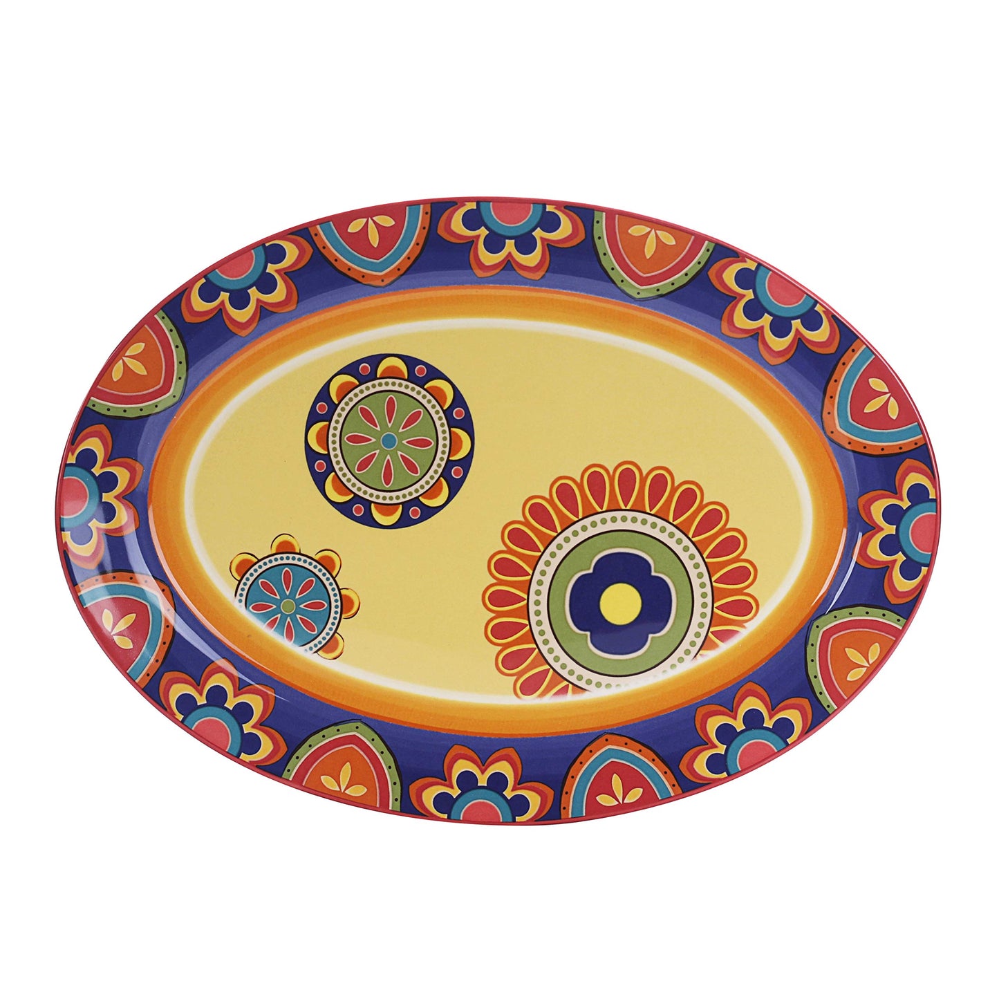 Bico Tunisian Ceramic 16 inch Oval Platter, Microwave & Dishwasher Safe