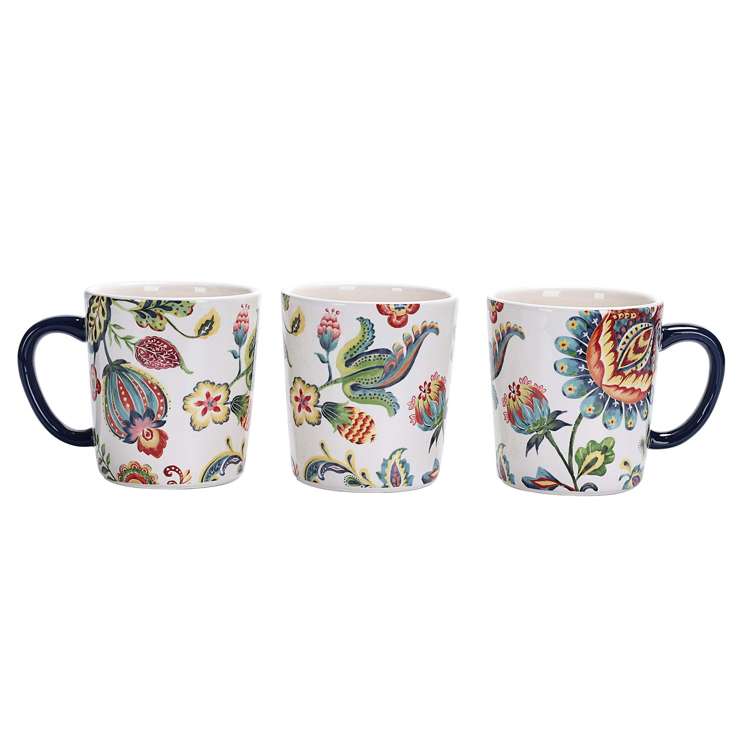 Bico Pattern Mugs Set, Set of 4, Ceramic