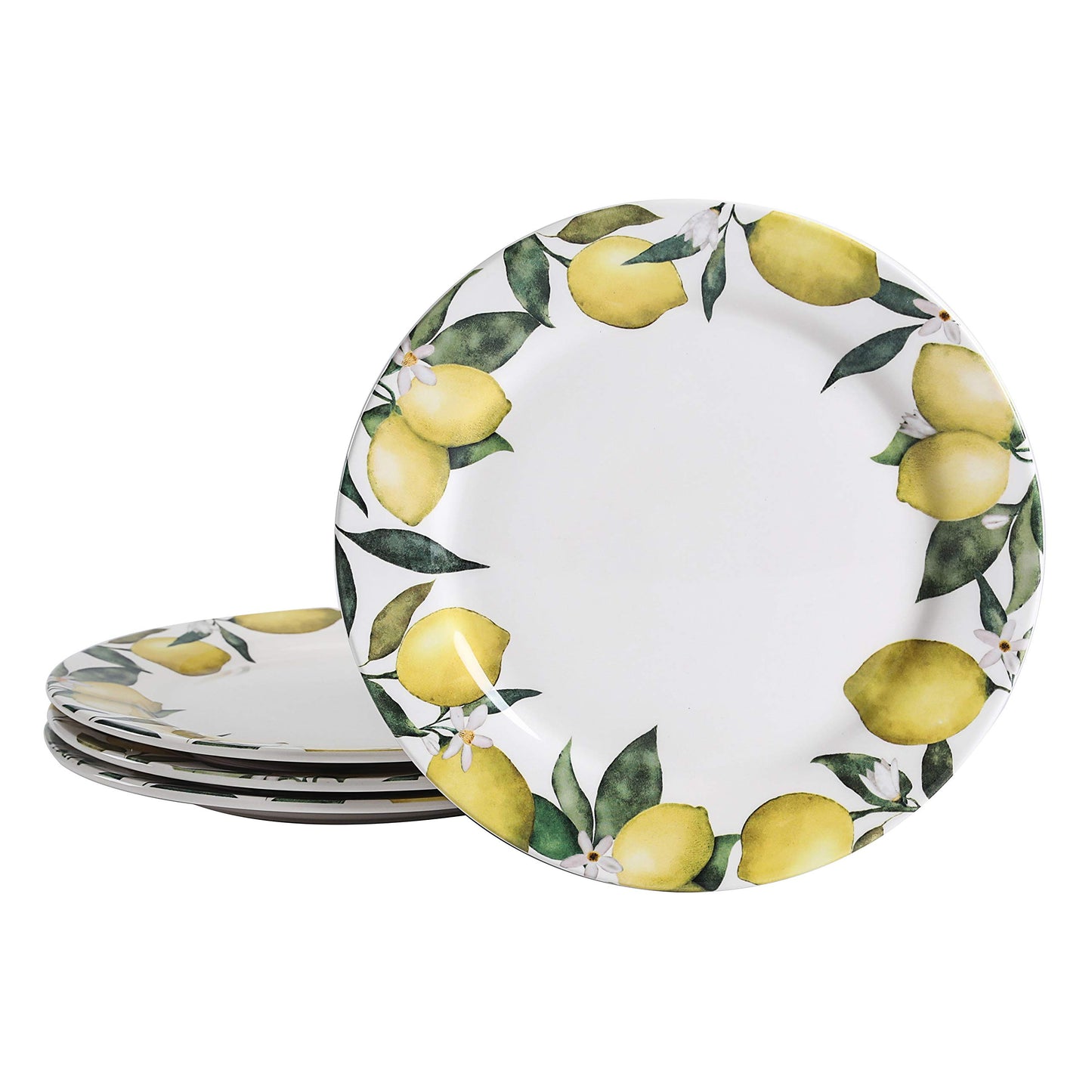 Bico Lemon Dreams 11 inch Dinner Plates, Set of 4, for Pasta, Salad, Maincourse, Microwave & Dishwasher Safe