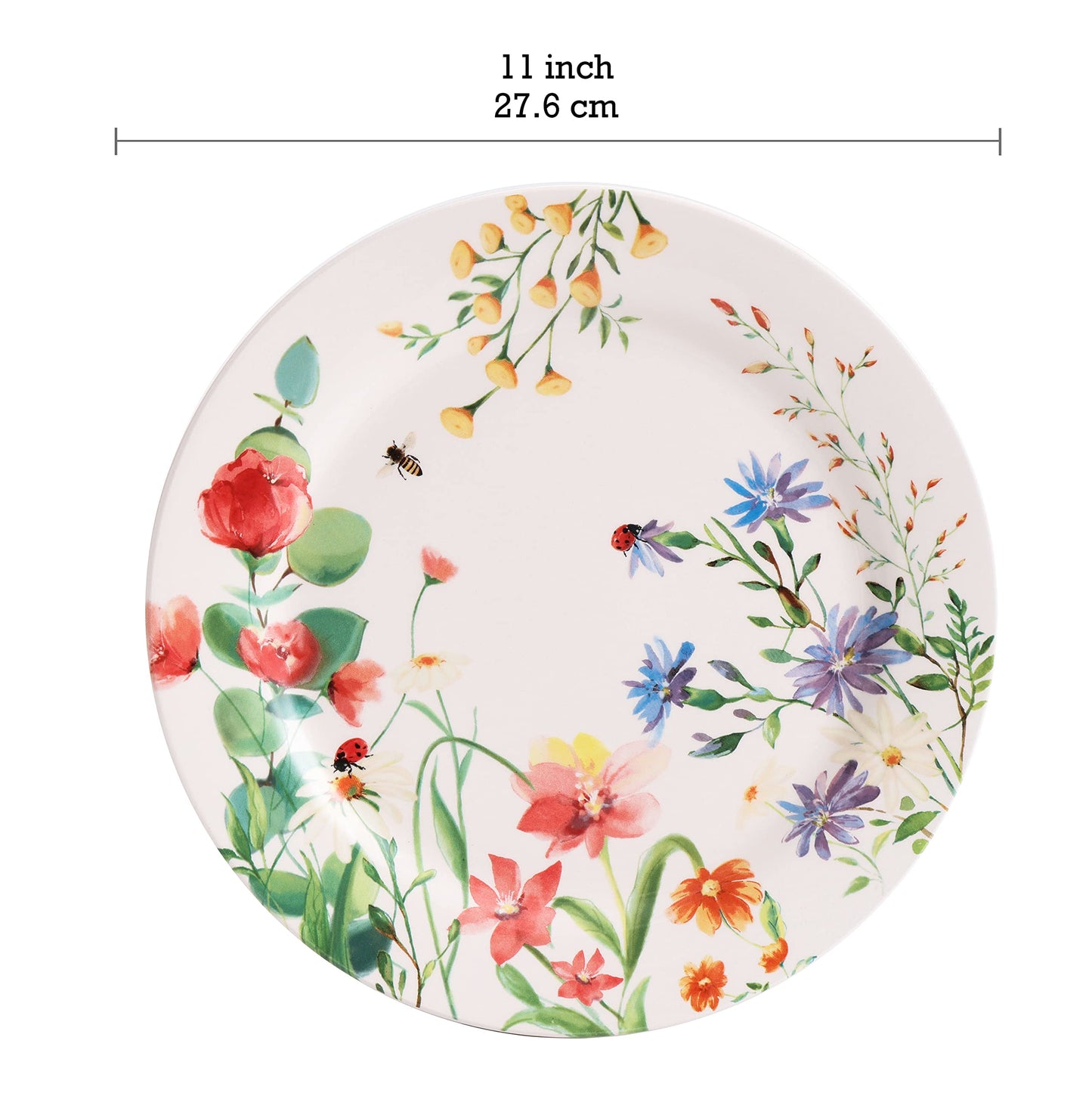 Bico Flower Dinner Plates Set, Set of 4, Ceramic, 11 inch