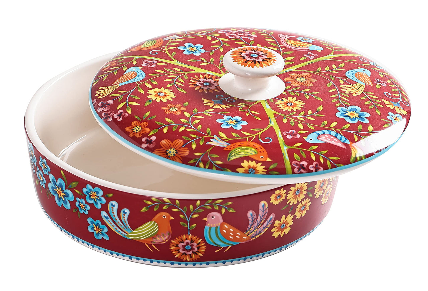 Bico Ceramic 8.8 inch Tortilla Warmer, Tortilla Server with Lid, Taco Holder for Mexican Fiesta Party, Taco Tuesday, Microwave and Dishwasher Safe