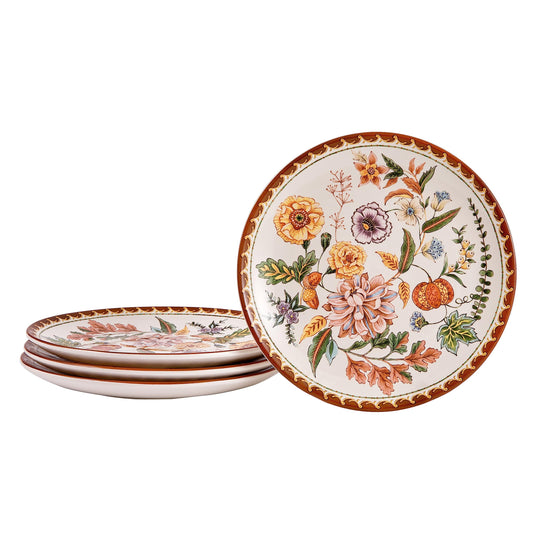 Bico Flower Salad Plates Set, Set of 4, Ceramic, 8.75 inch