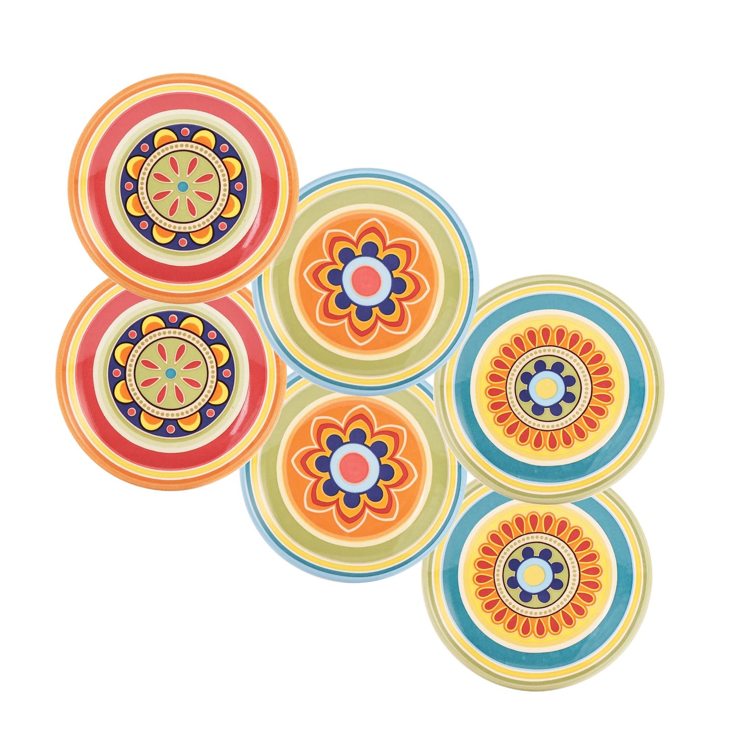 Bico Pattern 6 inch Ceramic Plain Appetizer Plate, Set of 6, for Salad, Appetizer, Snacks, Microwave & Dishwasher Safe