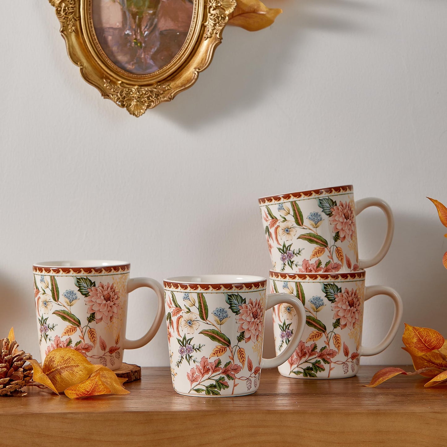 Bico Flower Mugs Set, Set of 4, Ceramic