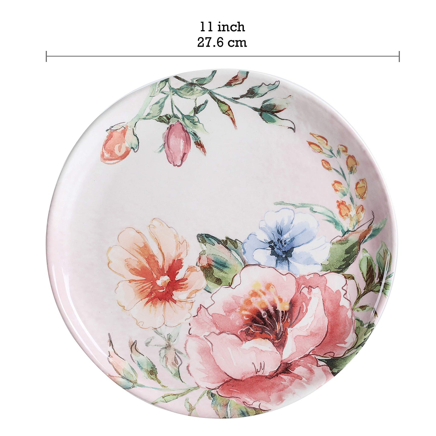 Bico Flower Dinner Plates Set, Set of 4, Ceramic, 11 inch