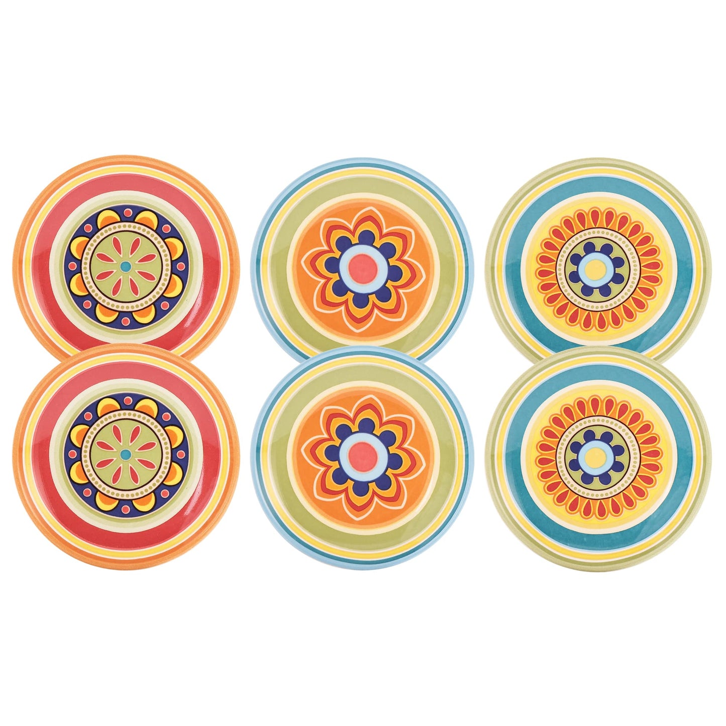 Bico Pattern 6 inch Ceramic Plain Appetizer Plate, Set of 6, for Salad, Appetizer, Snacks, Microwave & Dishwasher Safe