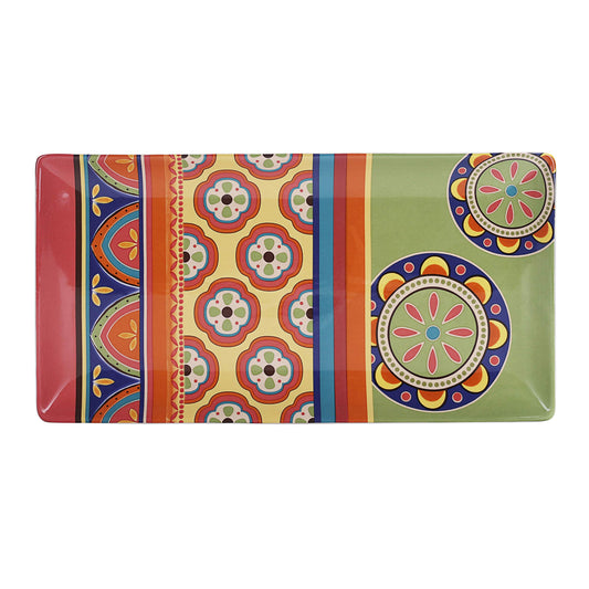 Bico Tunisian Ceramic 18 inch Rectangular Serving Platter, Microwave & Dishwasher Safe