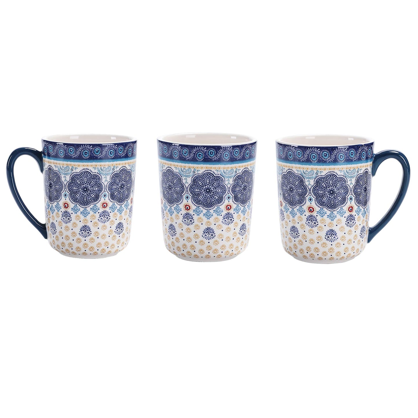 Bico Pattern Mugs Set, Set of 4, Ceramic