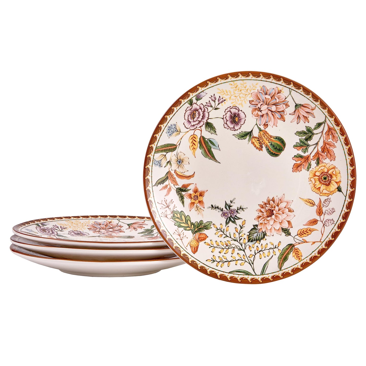 Bico Flower Dinner Plates Set, Set of 4, Ceramic, 11 inch