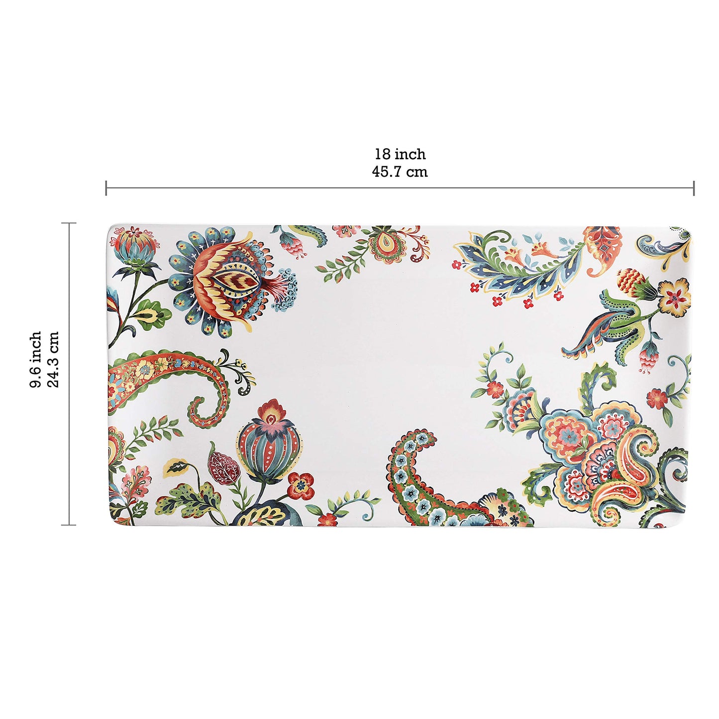 Bico Protea Cynaroides Ceramic 18 inch Rectangular Serving Platter, Microwave & Dishwasher Safe