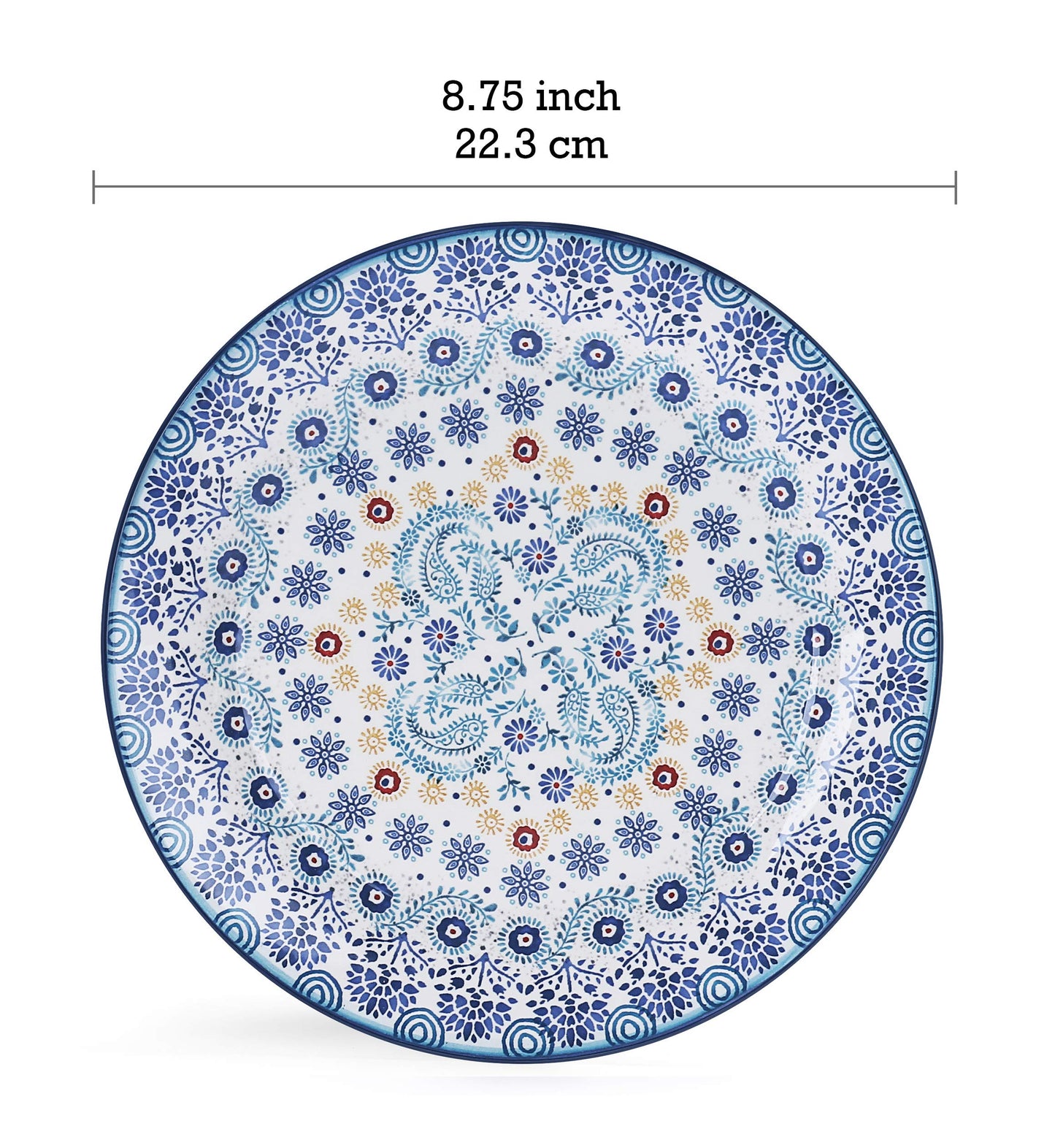 Bico Pattern Salad Plates Set, Set of 4, Ceramic, 8.75 inch