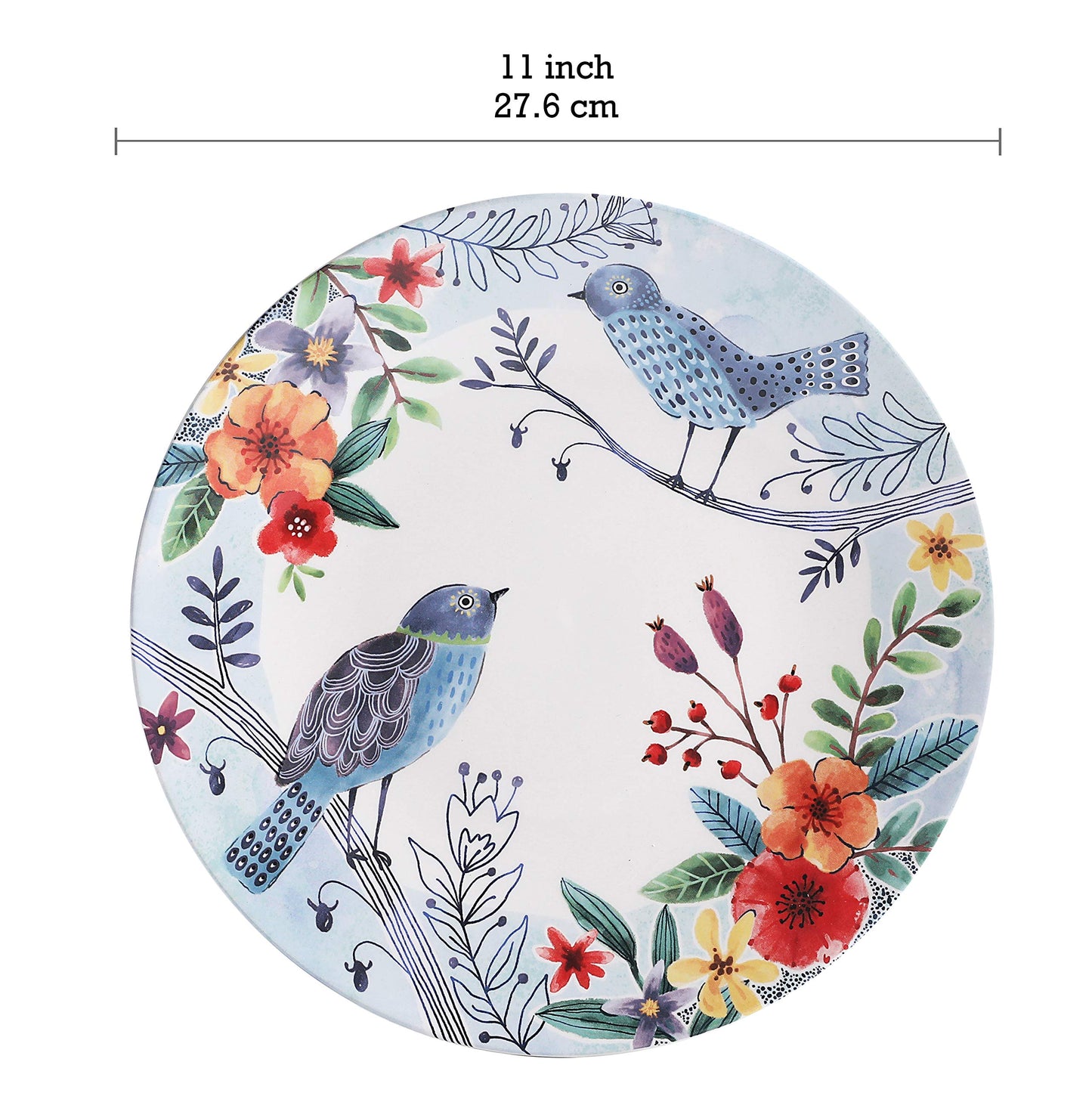 Bico Bird Dinner Plates Set, Set of 4, Ceramic, 11 inch