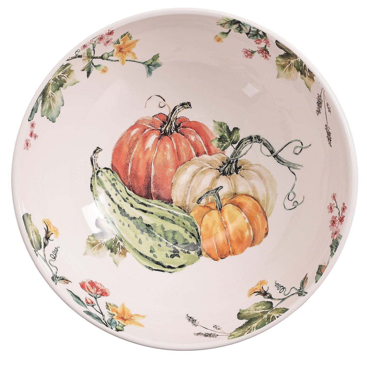 Bico Pumpkin Feast Ceramic 13 inch Serving Bowl, Microwave & Dishwasher Safe