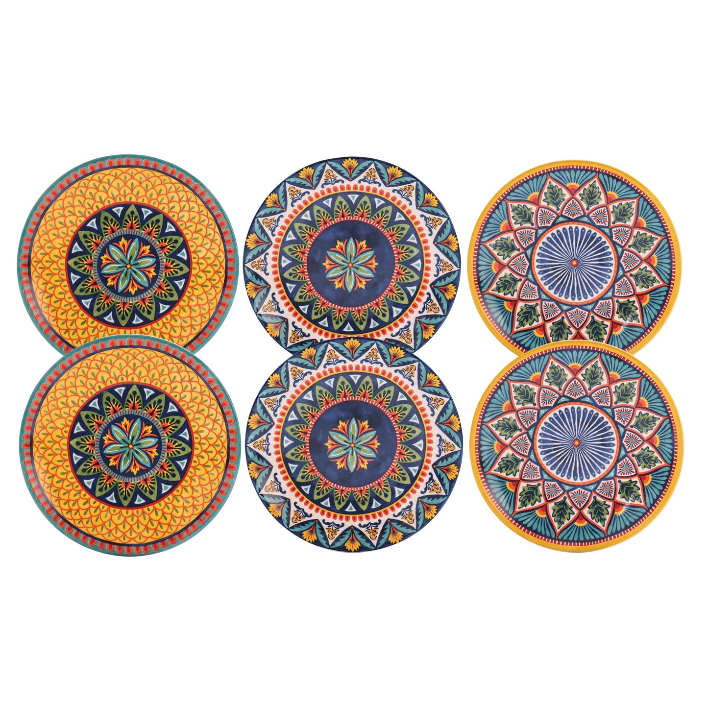 Bico Havana 6 inch Ceramic Appetizer Plate, Set of 6, for Salad, Appetizer, Snacks, Microwave & Dishwasher Safe