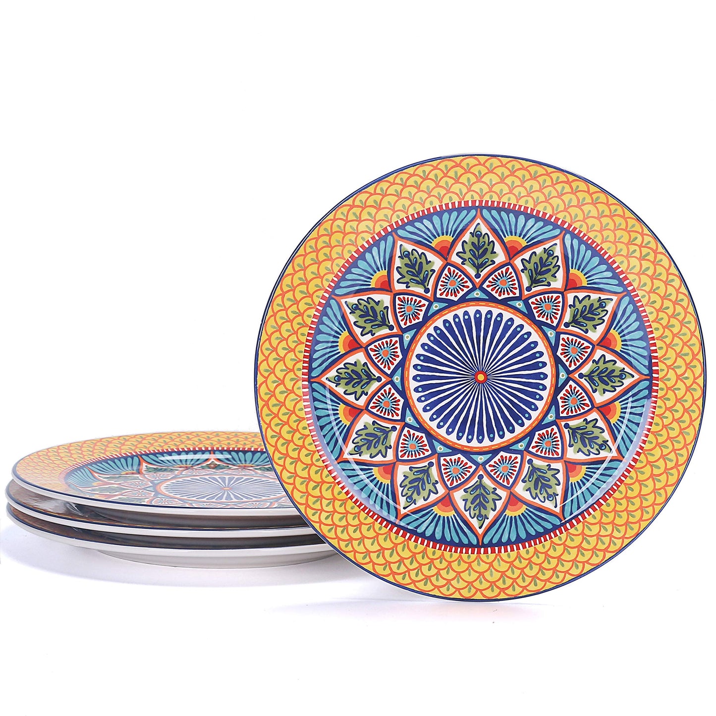 Bico Pattern Dinner Plates Set, Set of 4, Ceramic, 11 inch