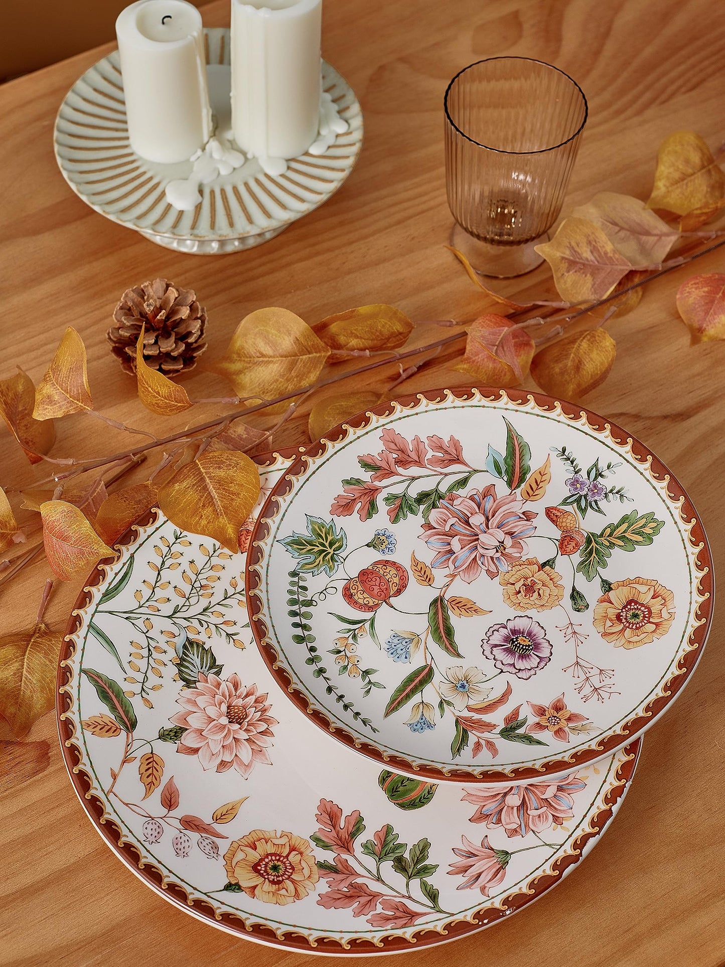 Bico Flower Dinner Plates Set, Set of 4, Ceramic, 11 inch