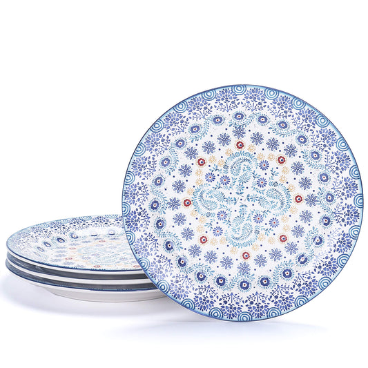 Bico Pattern Salad Plates Set, Set of 4, Ceramic, 8.75 inch