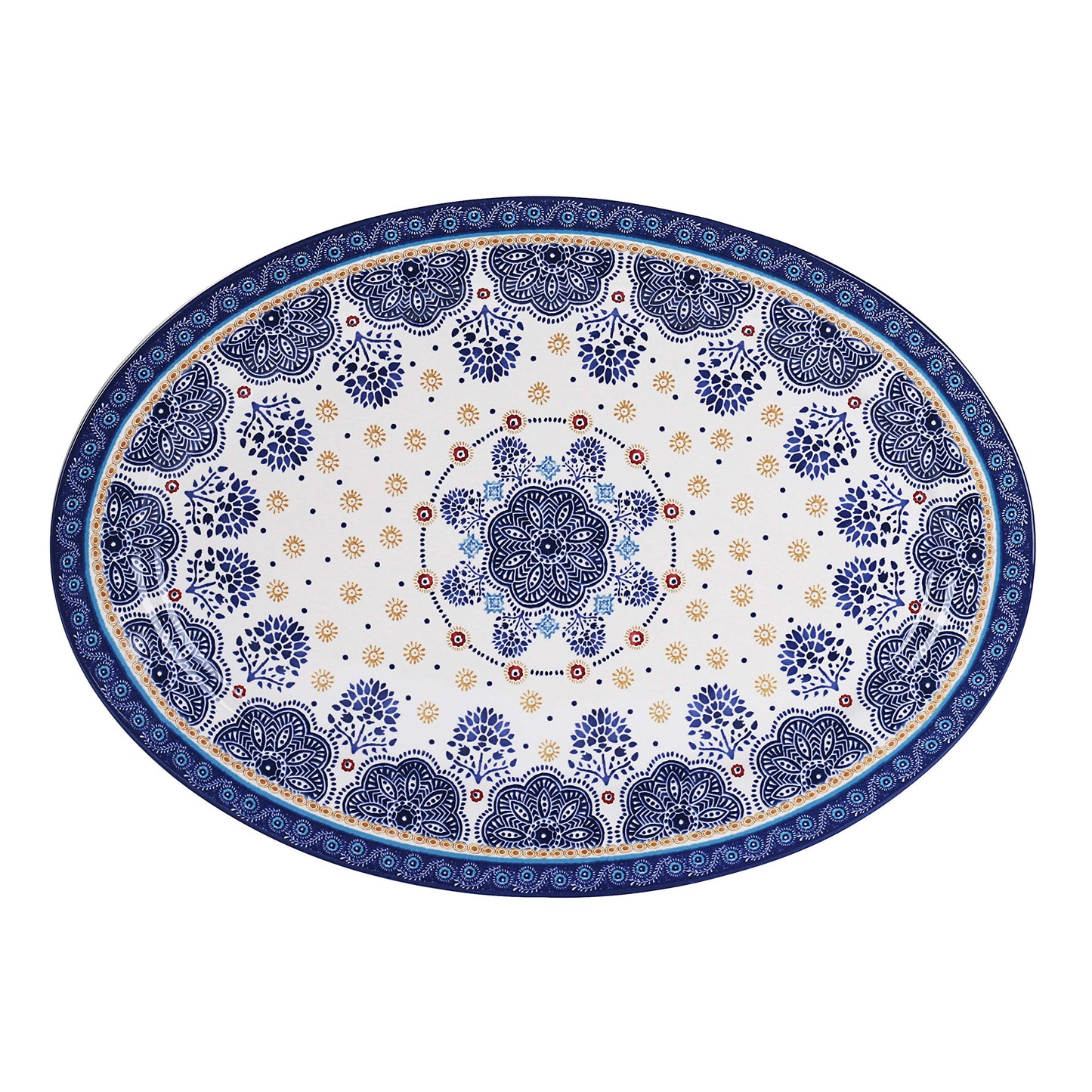 Bico Blue Talavera Ceramic 16 inch Oval Platter, Microwave & Dishwasher Safe