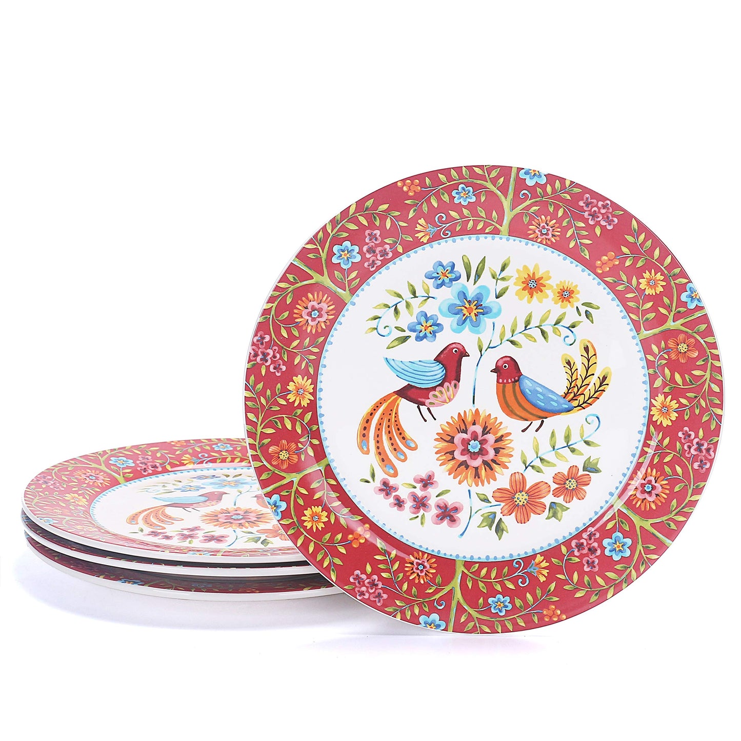 Bico Bird Dinner Plates Set, Set of 4, Ceramic, 11 inch