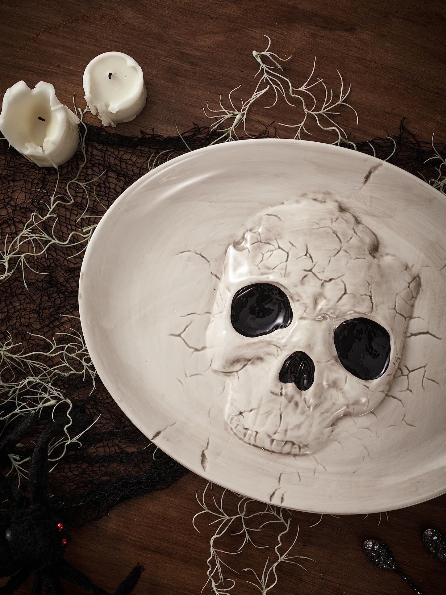 Bico Halloween Skull 14.9 inch Ceramic Oval Platter, Microwave and Dishwasher Safe